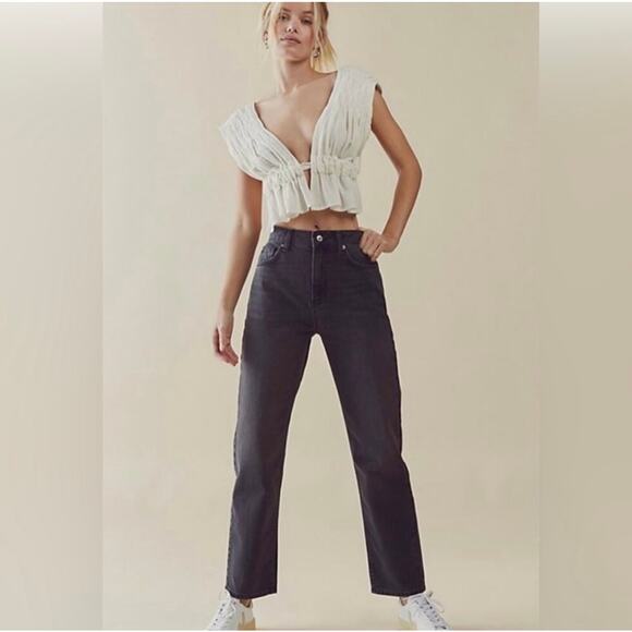 We The Free Pacifica High Rise Slim Straight Leg Jeans Women's 29 Faded Black - Picture 1 of 10